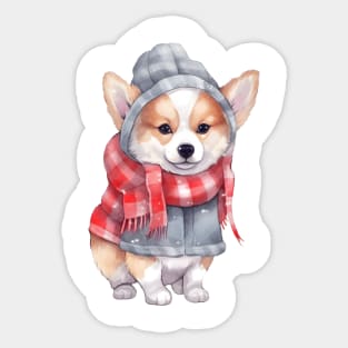 Watercolor Cozy Pembroke Welsh Corgi Dog Sticker